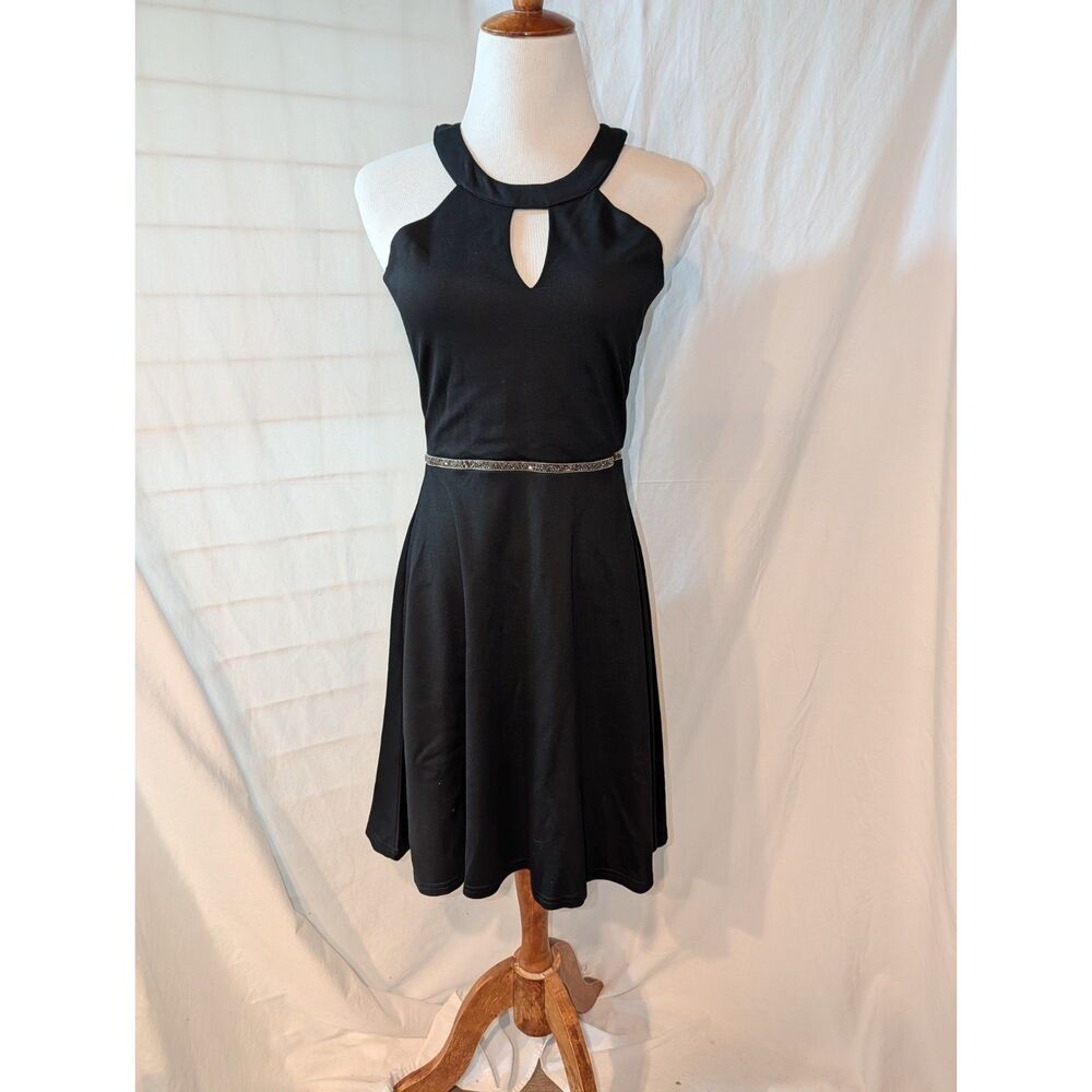 InsNova Black Keyhole Rhinestone Dress, size S